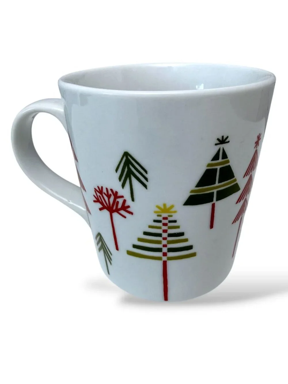 Crate & Barrel Julia Rothman Mug Holiday Trees Ceramic Coffee Tea Cup Christmas